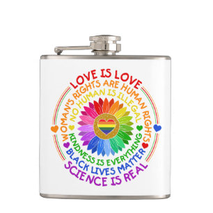 Floral Rainbow Political and Social Stand Hip Flask