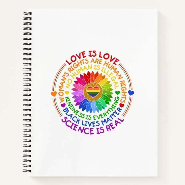 Floral Rainbow Political and Social Stand  Notebook (Front)