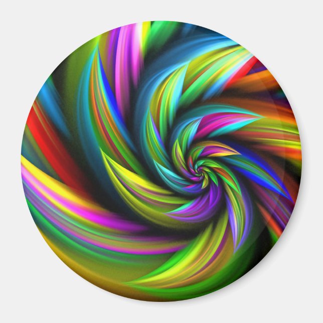 Floral Rainbow Spiral Flower Magnet (Front)