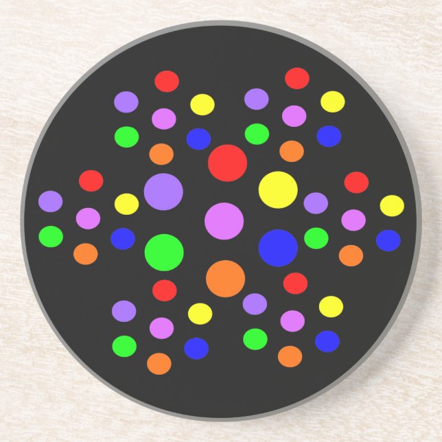 Floral Rainbow Spots Coaster (Front)