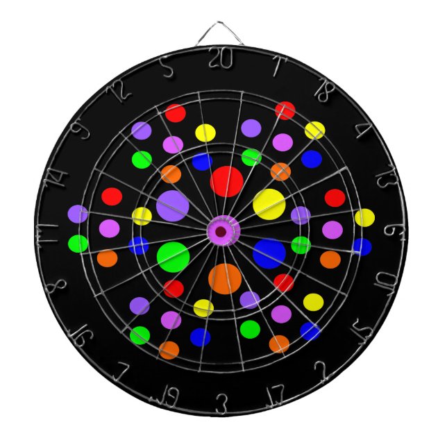 Floral Rainbow Spots Dart Board (Front)