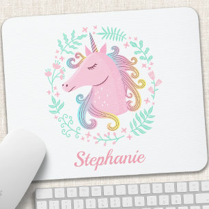 Floral Rainbow Unicorn Mouse Mat