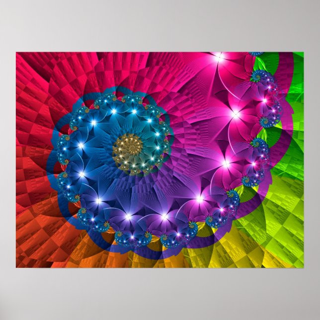 Floral Rainbow Vortex Poster (Front)