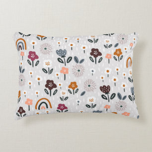 Floral Rainbows: Hand Drawn Seamless Texture Decorative Cushion