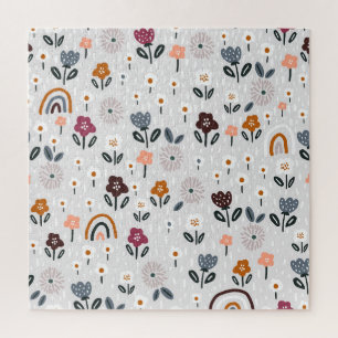 Floral Rainbows: Hand Drawn Seamless Texture Jigsaw Puzzle