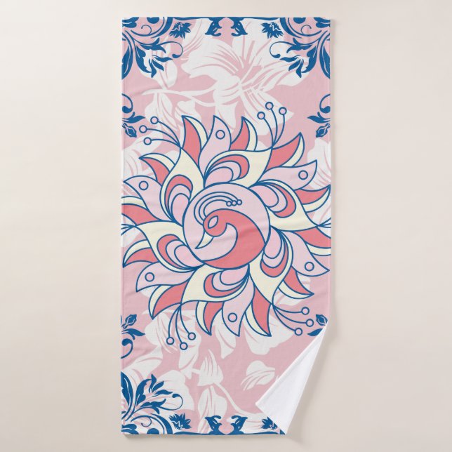 Floral Rangoli Design, Bright Life Bath Towel Set (Bath Towel)