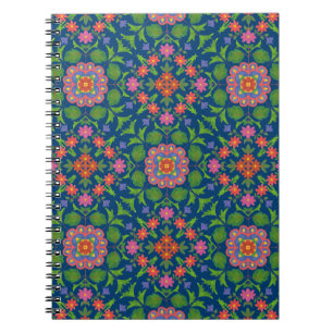 Floral Rangoli Pattern, Deep Blue Spiral Notebook