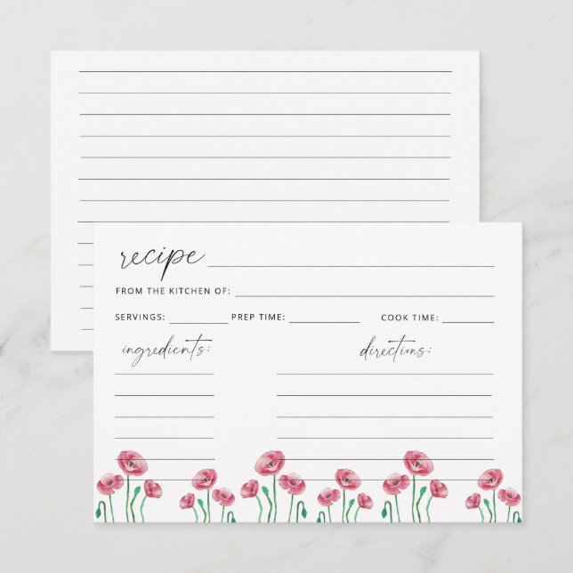 Floral recipe card (Front/Back)