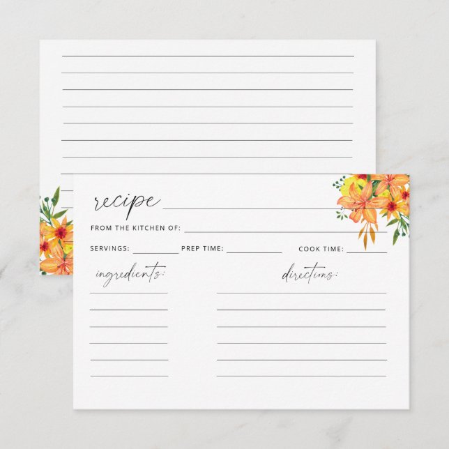 Floral recipe card (Front/Back)