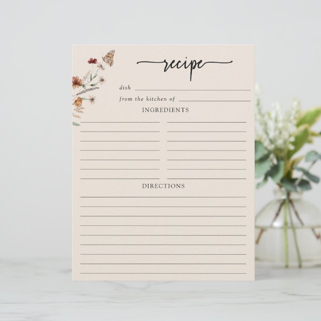 Floral Recipe Page (Standing Front)