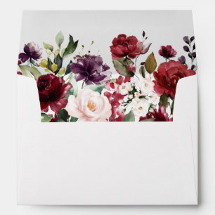 Floral Red and Purple Wedding Invitation Envelope