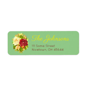 Floral Red and Yellow Rose Address Labels
