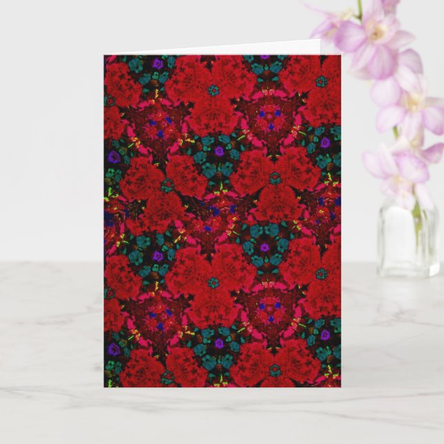 Floral Red & Blue Kaleidoscope Friend Birthday Card (Orchid)