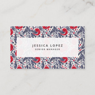 Floral Red + Blue Poppy Floral Generic Template Bu Business Card