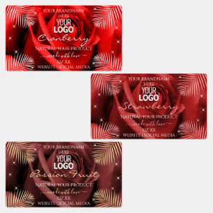 Floral Red Burgundy Product Packaging Labels Logo