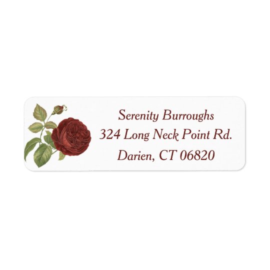 Floral Red Burgundy Rose Flower - Wedding Return Address Label
