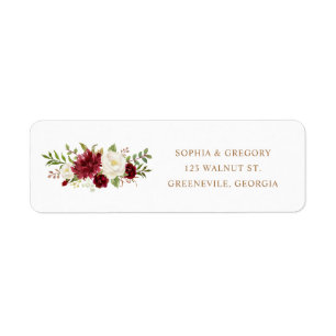 Floral Red Burgundy White Elegant Wedding Address