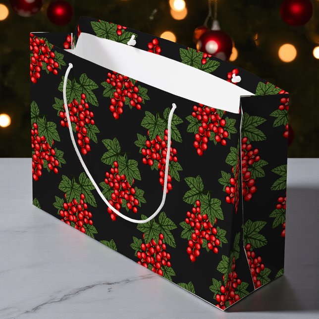 Floral Red Christmas Berries Large Gift Bag (Creator Uploaded)