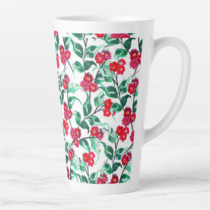 Floral Red Color Flowers Pattern-56698 Latte Mug