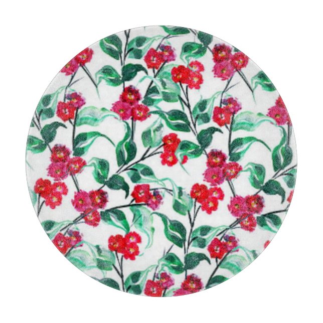 Floral Red Colour Flowers Pattern-56698 Cutting Board (Front)