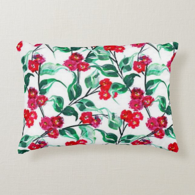 Floral Red Colour Flowers Pattern-56698 Decorative Cushion (Front)