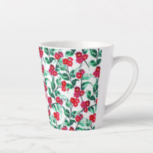 Floral Red Colour Flowers Pattern-56698 Latte Mug