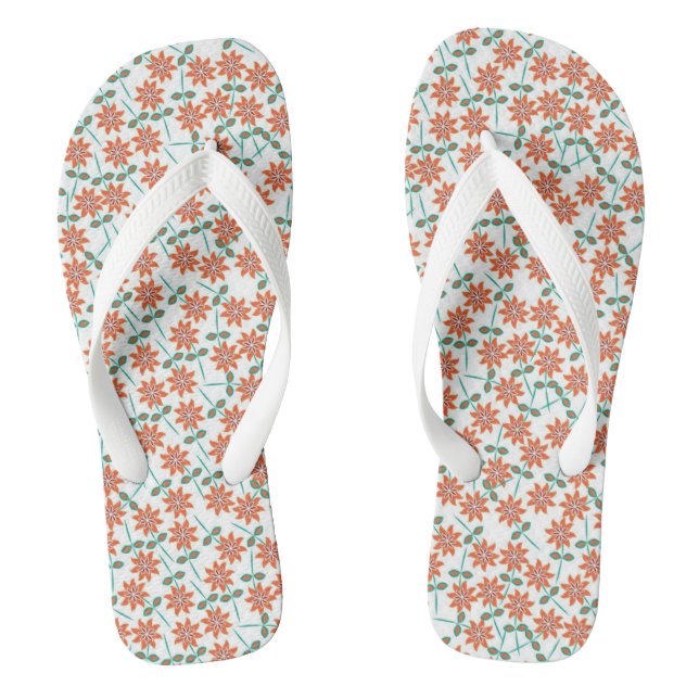 Floral Red Flowers Pattern-142 Flip Flops (Footbed)