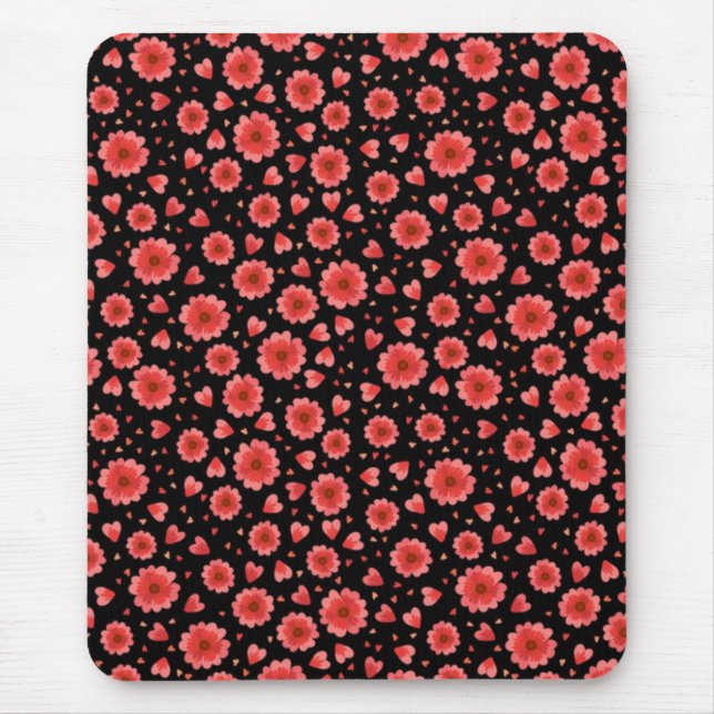 Floral Red Flowers Pattern-23321 Mouse Mat (Front)