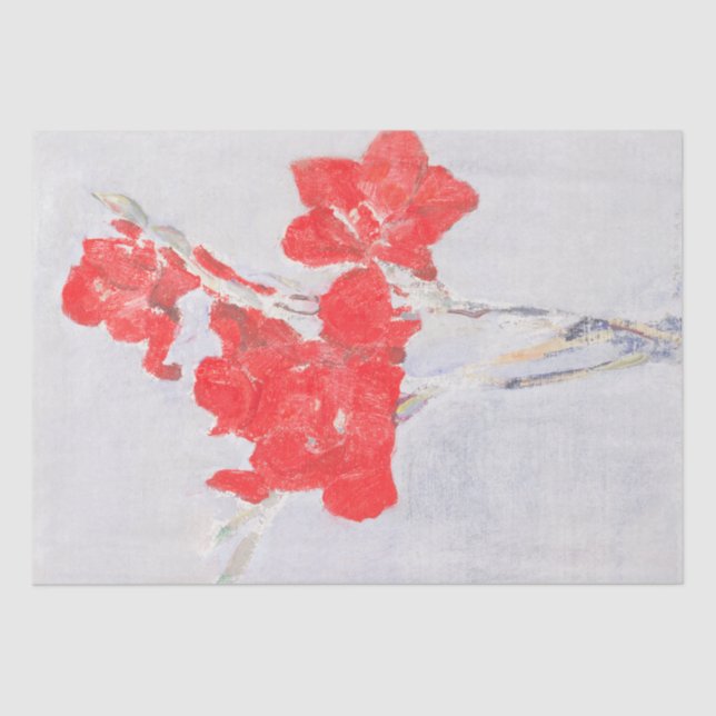 Floral Red Flowers Red Gladioli Decoupage Tissue Paper (Front)