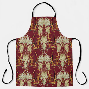 Floral red-gold, luxurious vintage pattern. apron