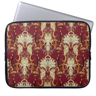 Floral red-gold, luxurious vintage pattern. laptop sleeve