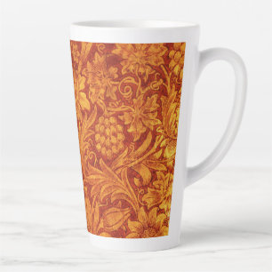 Floral Red & Golden Yellow Wm Morris Design Latte Mug