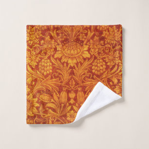 Floral Red & Golden Yellow Wm Morris Wash Cloth