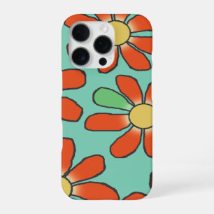 Floral Red Graphical on any Colour iPhone 16 Pro Case