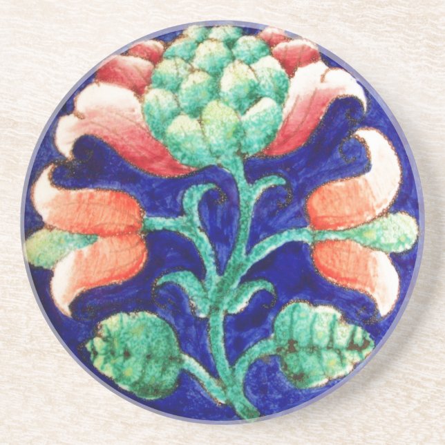 FLORAL Red Green Blue Coaster (Front)