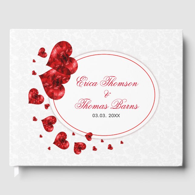 Floral Red Hearts Guest Book (Front)