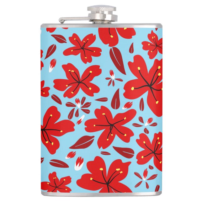 Floral Red Hip Flask (Front)