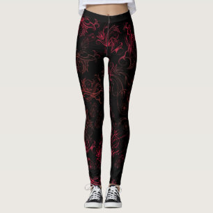 Floral Red Leggings