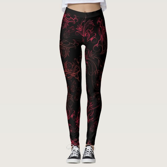 Floral Red Leggings (Front)