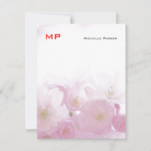 Floral Red Monogram Professional Plain Minimalist Card