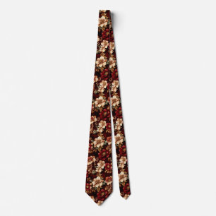 Floral Red Peach Tie