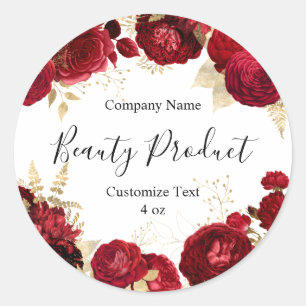 Floral Red Rose Beauty Cosmetic Product Label