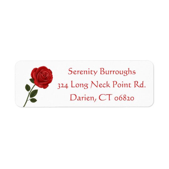 Floral Red Rose Flower Love Return Address Label