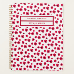 Floral Red Rose Flower Pattern Personalised Planner