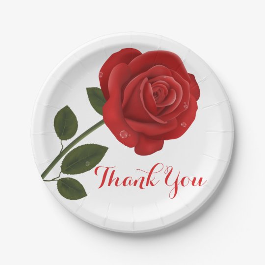 red rose paper plates
