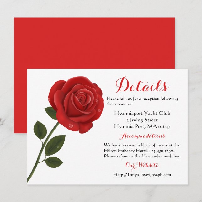 Floral Red Rose Flower - Wedding Party Invitation (Front/Back)