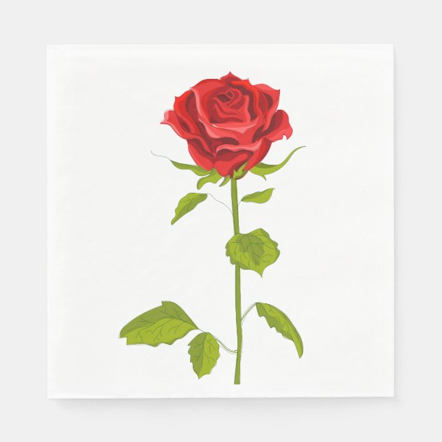 Floral Red Rose Flowers Wedding, Bridal Shower Napkin (Front)