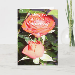 Floral Red Rose Personalised 70th Birthday Card