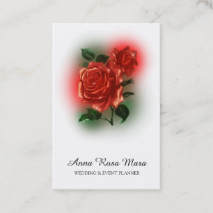 *~* Floral Red ROSE Wedding Event Planner QR code Business Card