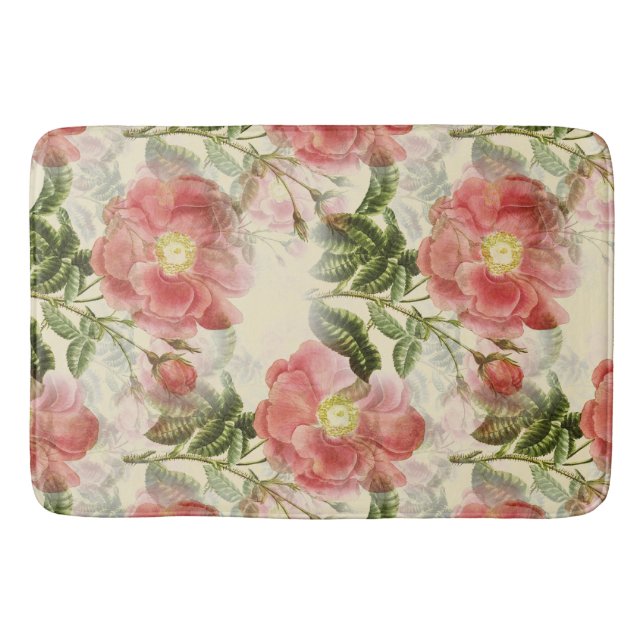 Floral Red Roses Bath Mat (Front)